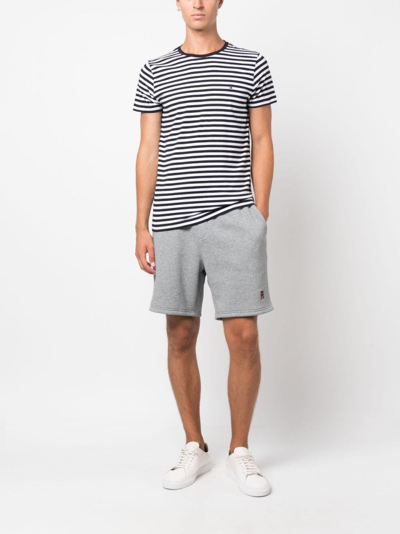 Shop Tommy Hilfiger Logo-embroidered Track Shorts In Grey