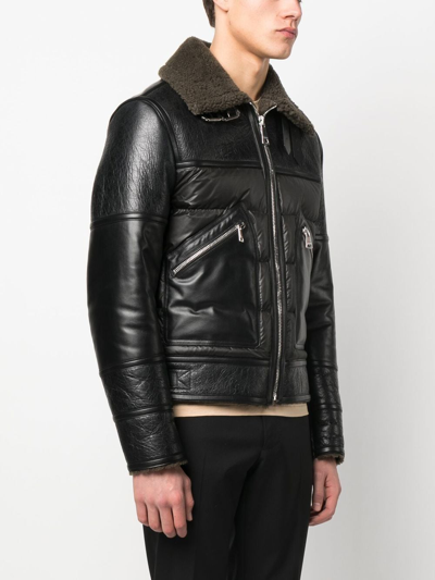 Shop Roberto Cavalli Zip-fastening Leather Jacket In Black