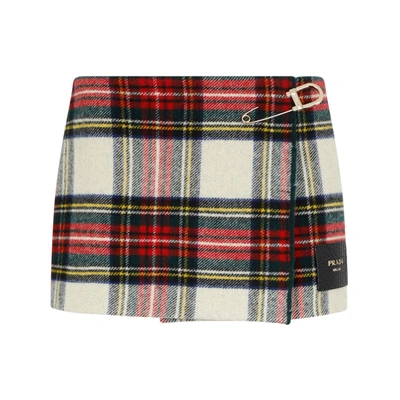 Shop Prada Wool Mini Skirt In Multicolour