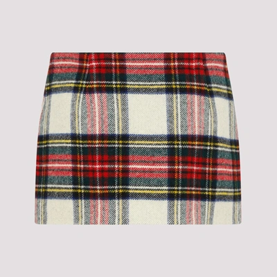 Shop Prada Wool Mini Skirt In Multicolour