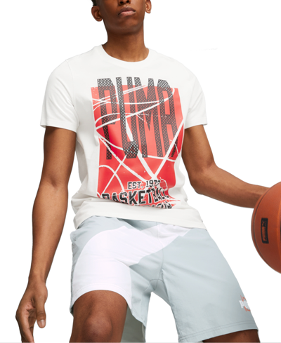 Shop Puma Men's Blueprint Basketball Logo Graphic T-shirt In  White