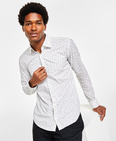 Shop Hugo By  Boss Men's Ermo Slim-fit Cotton Logo-print Shirt In White