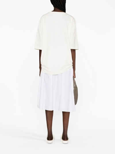 Lemaire Off-white Fine Rib T-shirt In Nude