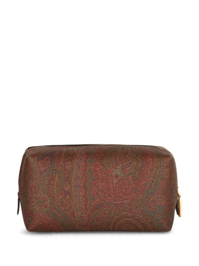 Etro Graphic Print Cotton Blend Cardholder In Braun