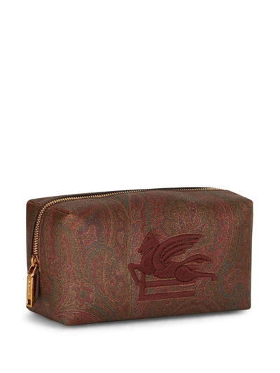 Etro Graphic Print Cotton Blend Cardholder In Braun