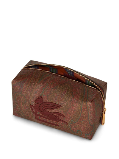 Etro Graphic Print Cotton Blend Cardholder In Braun