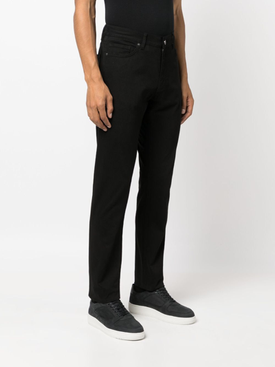 Shop Zegna Slim-cut Gabardine Trousers In Black