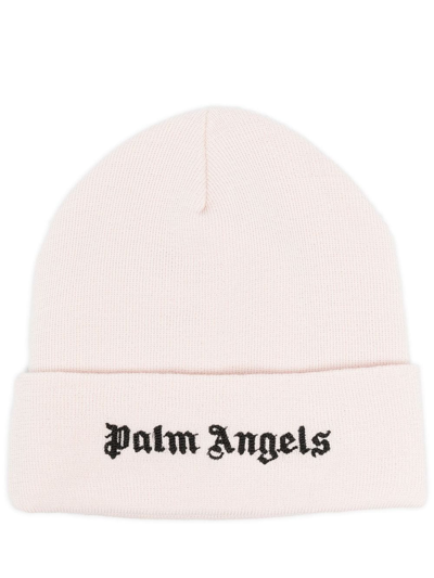 Shop Palm Angels Logo-embroidered Cotton Beanie In Rosa