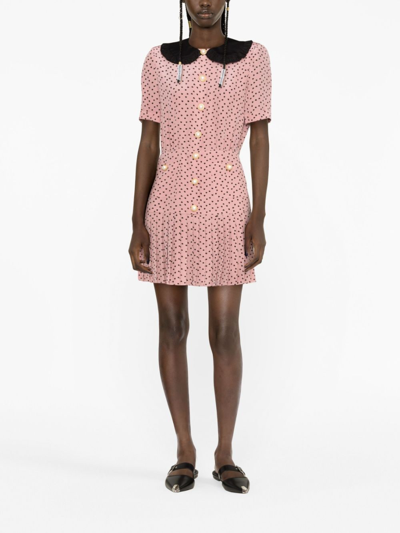 Shop Alessandra Rich Polka Dot-print Silk Minidress In Rosa