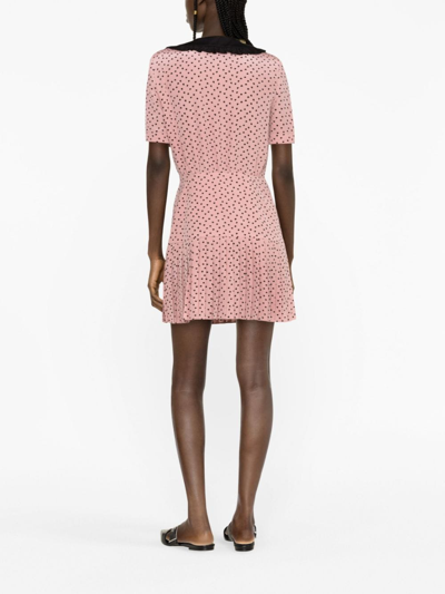 Shop Alessandra Rich Polka Dot-print Silk Minidress In Rosa