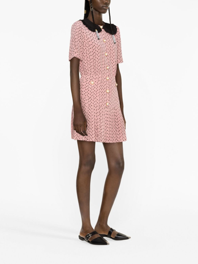 Shop Alessandra Rich Polka Dot-print Silk Minidress In Rosa