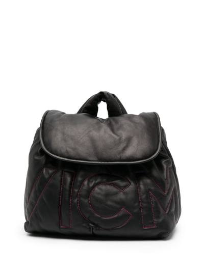 Shop Vic Matie Logo-embroidered Leather Backpack In Schwarz