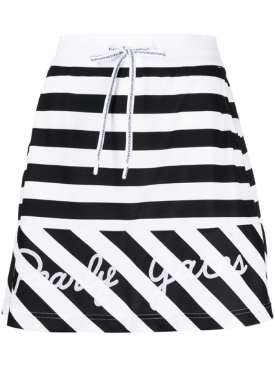 Shop Pearly Gates Logo-print Striped Miniskirt In Black