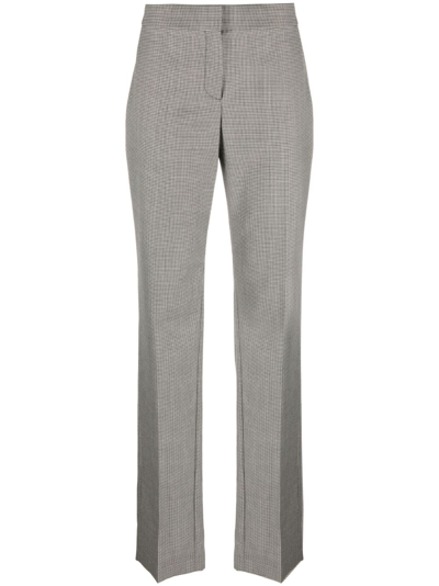 Alexander Mcqueen Houndstooth Crop Cigarette Trousers In Schwarz
