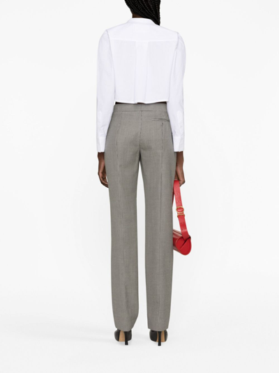 Alexander Mcqueen Houndstooth Crop Cigarette Trousers In Schwarz