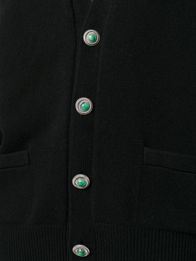 Shop Roberto Cavalli V-neck Knitted Cardigan In Black