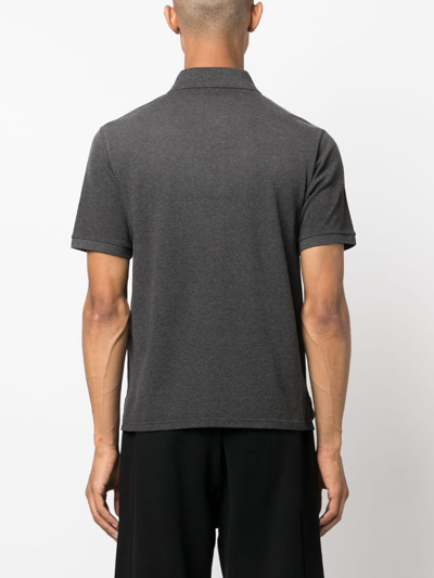 Saint Laurent Embroidered-logo Polo Shirt In Grey