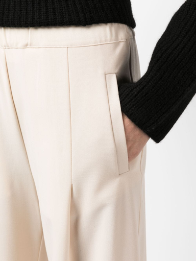 Shop Semicouture High-waisted Wide-leg Trousers In Nude