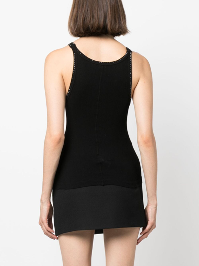 Shop Re/done Ribbed-knit Cotton Tank Top In Schwarz