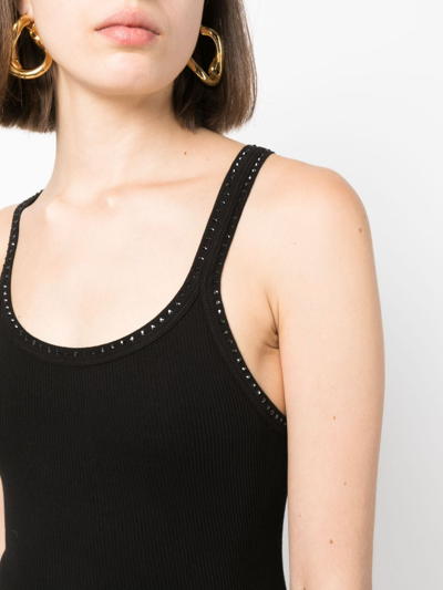 Shop Re/done Ribbed-knit Cotton Tank Top In Schwarz