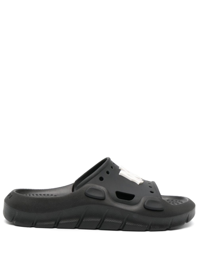 Amiri Logo-patch Round-toe Slides In Black