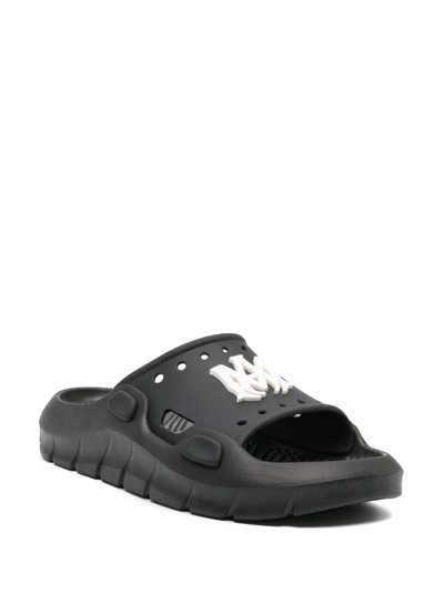 Amiri Logo-patch Round-toe Slides In Black