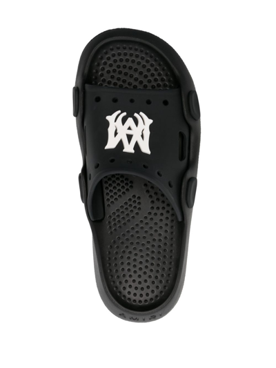 Amiri Logo-patch Round-toe Slides In Black