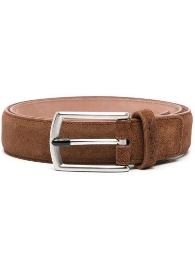 Shop Zegna Core Triple Leather Belt In Brown