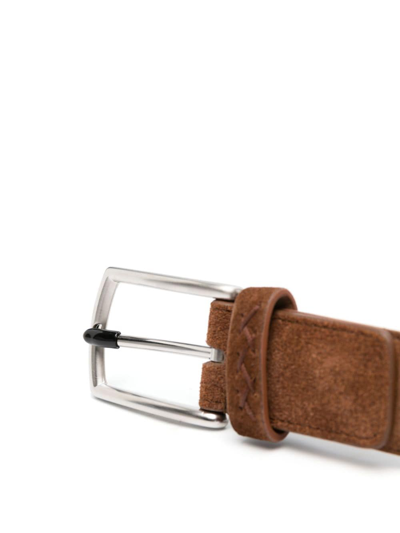 Shop Zegna Core Triple Leather Belt In Brown