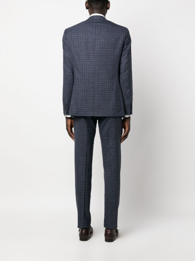 Canali Einreihiger Anzug Mit Karomuster In Blue