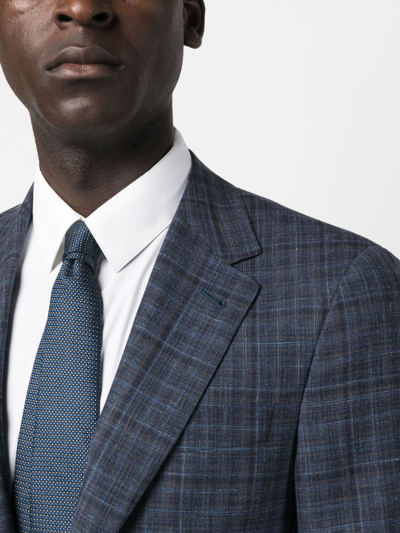 Canali Einreihiger Anzug Mit Karomuster In Blue