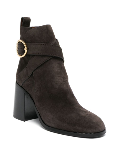 Shop See By Chloé Lyna 85mm Suede Boot In Braun