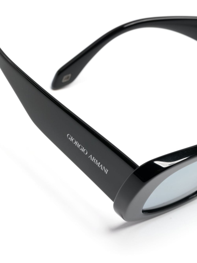 Shop Giorgio Armani Engraved-logo Oversize-frame Sunglasses In Black