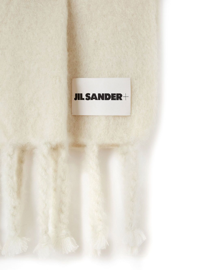 Shop Jil Sander Logo-patch Chunky-knit Scarf In Nude