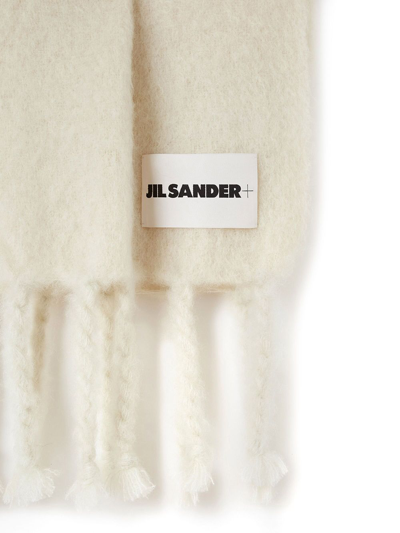 Jil Sander Logo-patch Chunky-knit Scarf In Nude