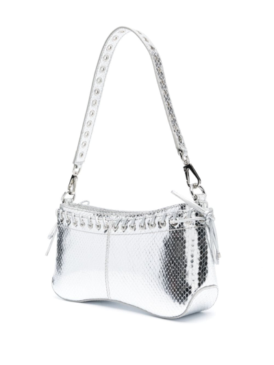 Shop Ludovic De Saint Sernin The Cleavage Embossed Leather Shoulder Bag In Silver