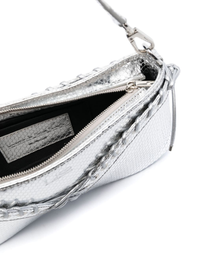 Shop Ludovic De Saint Sernin The Cleavage Embossed Leather Shoulder Bag In Silver