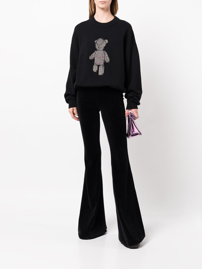 Alexander Wang Hot Fix Teddy Beiress Crewneck Wool Sweater In Schwarz
