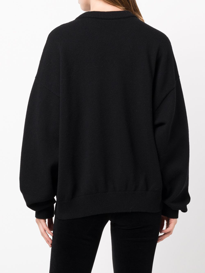 Alexander Wang Hot Fix Teddy Beiress Crewneck Wool Sweater In Schwarz