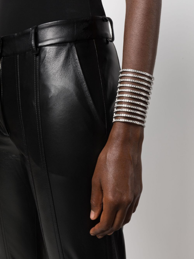 Shop Amina Muaddi Vittoria Crystal-embellished Cuff Bracelet In Silber