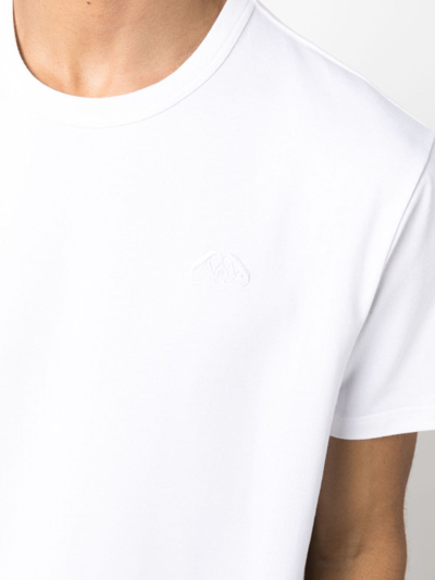 Shop Alexander Mcqueen Logo-embroidered Cotton T-shirt In Weiss