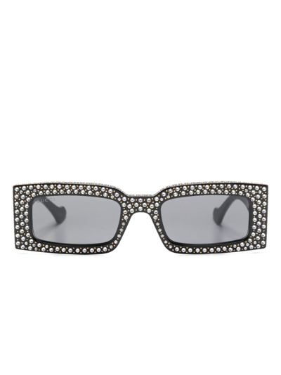 Gucci Double G Polka-dot Rectangular Sunglasses In Multicoloured