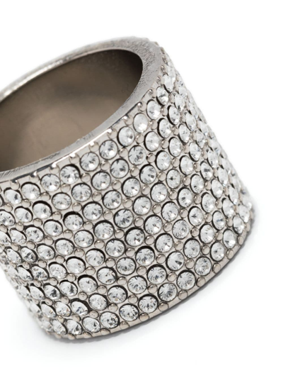 Shop Amina Muaddi Rih Crystal-embelished Ring In Silber