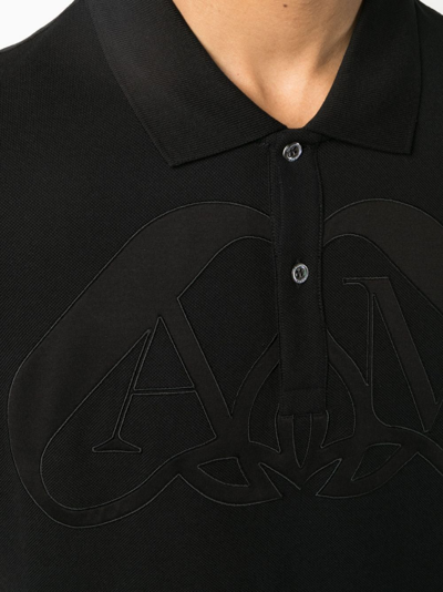 Shop Alexander Mcqueen Cut Seal-appliqué Polo Shirt In Black