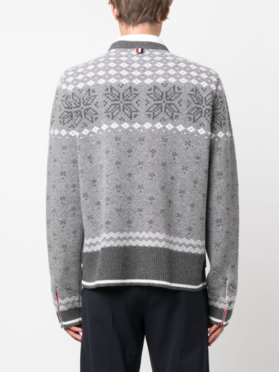 Shop Thom Browne Patterned Intarsia-knit Wool Sweater In Grau