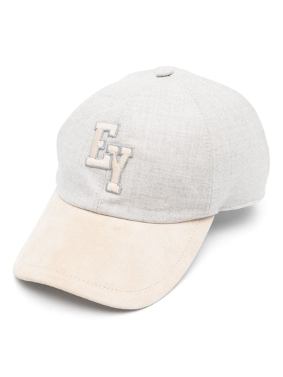 Shop Eleventy Logo-embroidered Baseball Cap In Grey