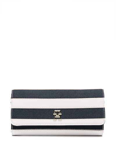 Shop Tommy Hilfiger Iconic Breton-stripes Faux-leather Wallet In Nude