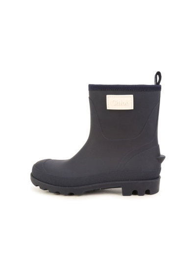 Shop Chloé Logo-patch Ankle Wellies In 黑色