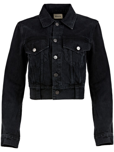 Shop Khaite Rizzo Cropped Denim Jacket In 黑色
