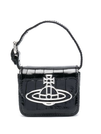 Shop Vivienne Westwood Orb-plaque Leather Mini Bag In 黑色